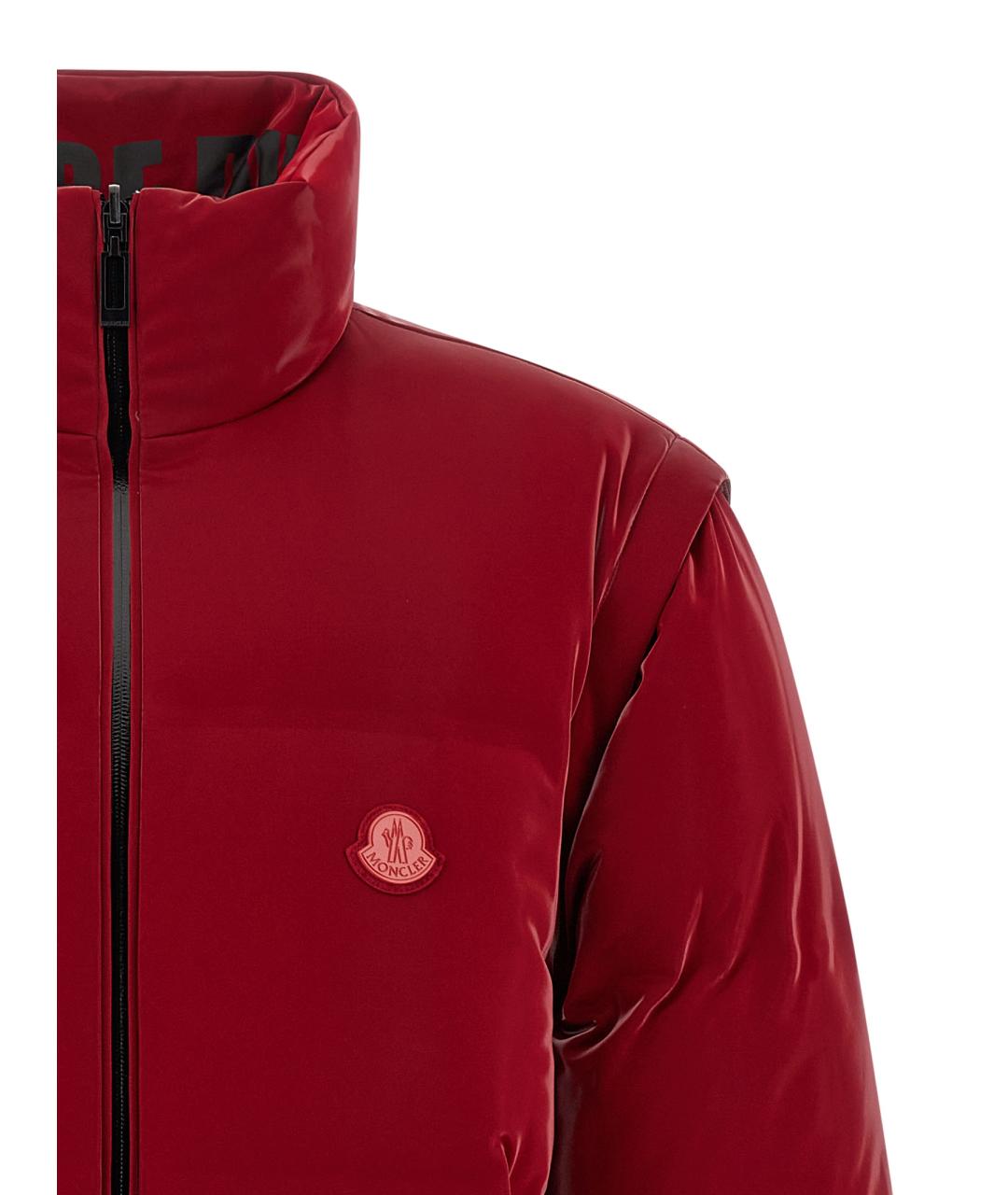 MONCLER Красный полиэстеровый пуховик, фото 5