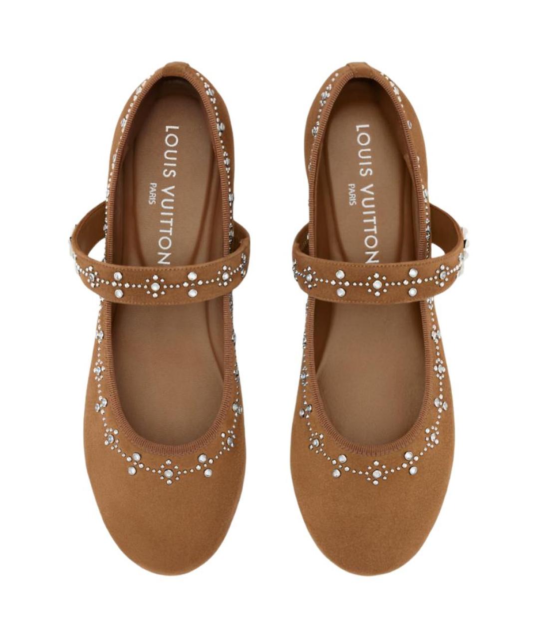 LOUIS VUITTON Коричневые замшевые балетки, фото 4