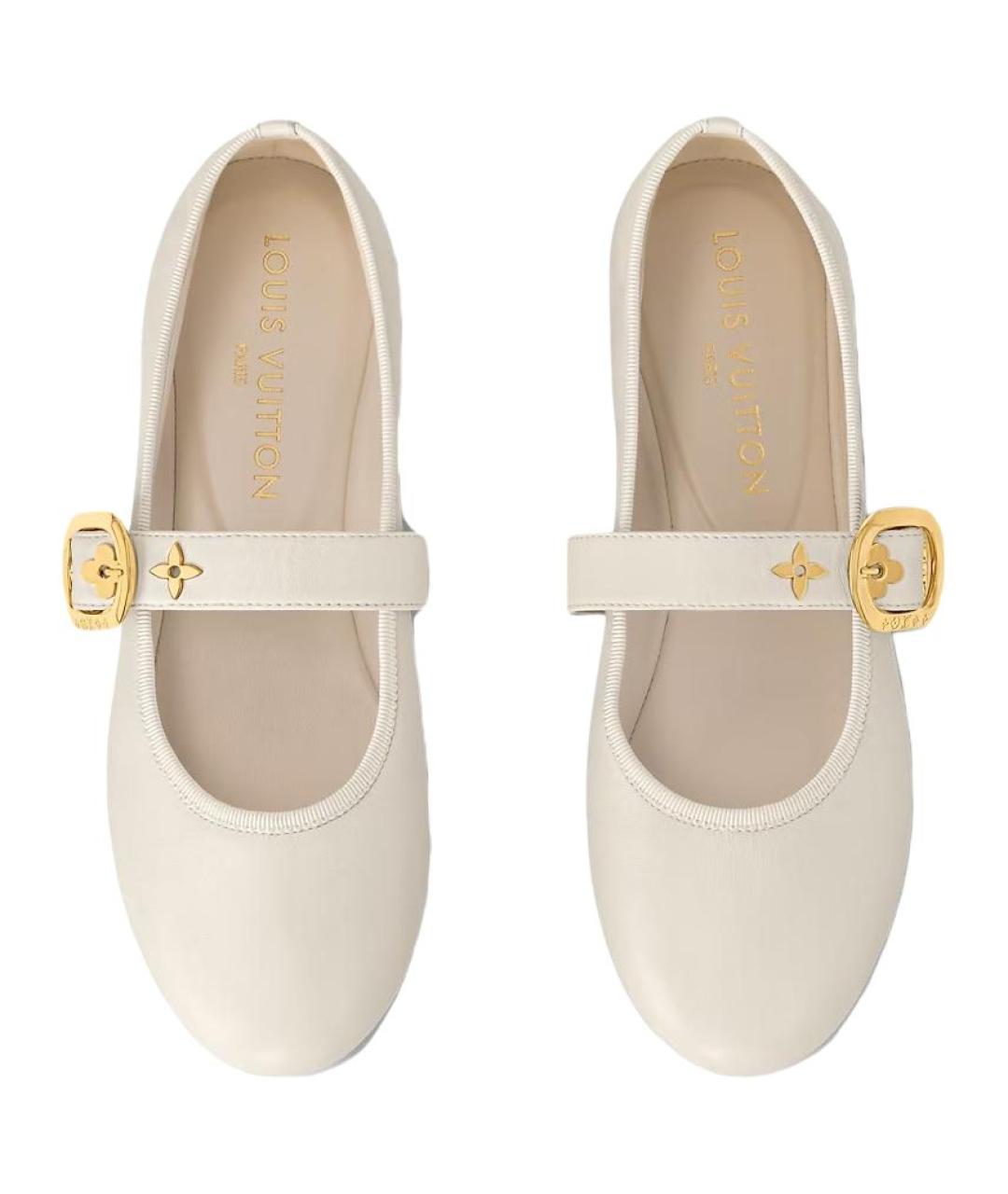 LOUIS VUITTON Белые кожаные балетки, фото 4