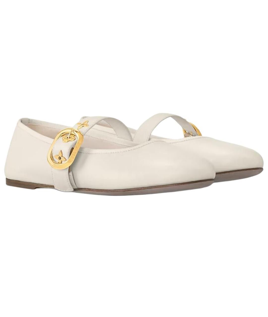 LOUIS VUITTON Белые кожаные балетки, фото 3