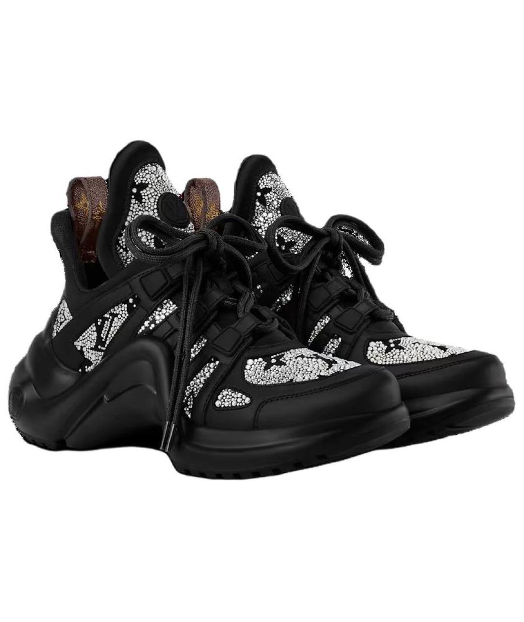 LOUIS VUITTON Черные кожаные кроссовки, фото 3