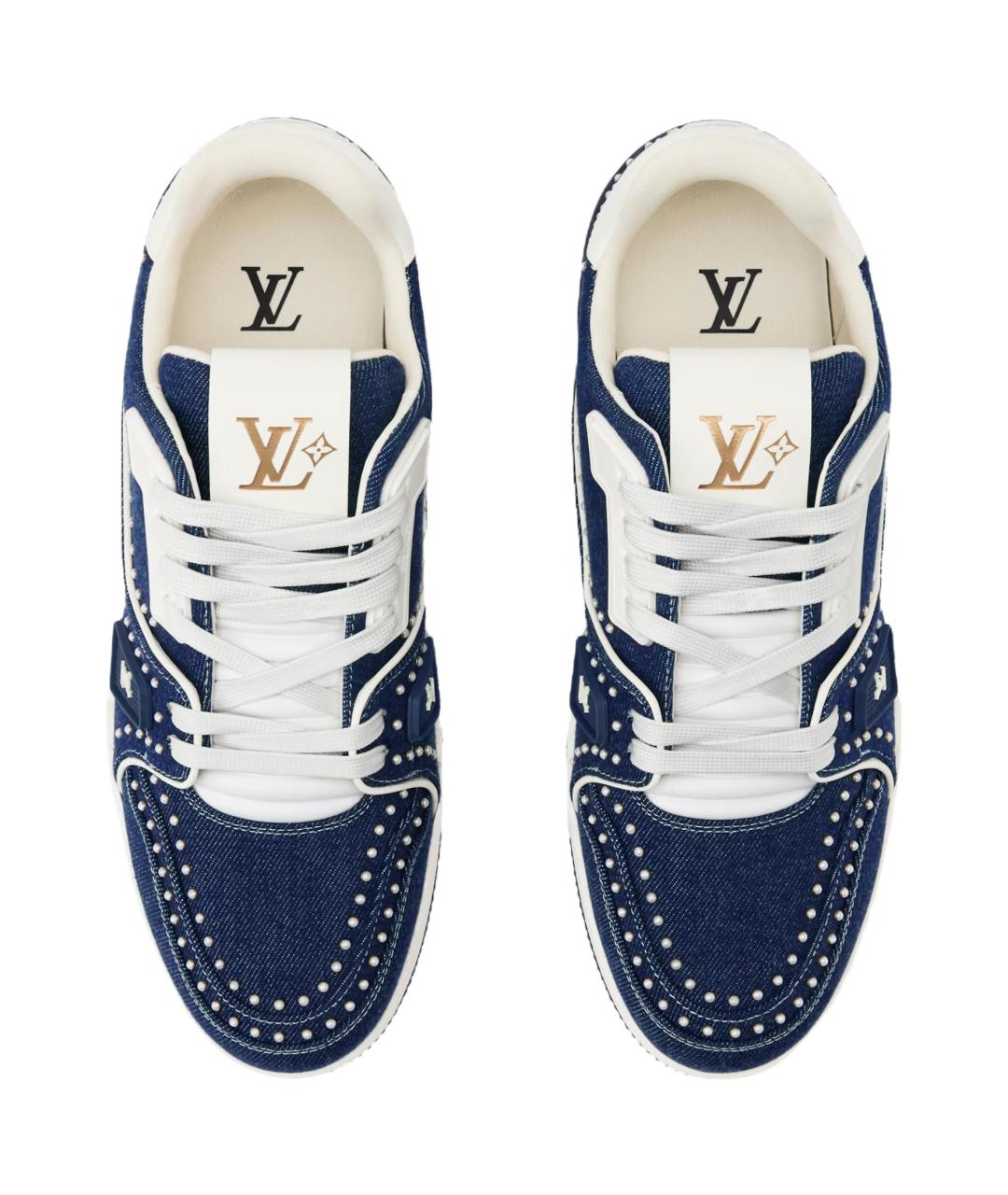 LOUIS VUITTON Синие текстильные низкие кроссовки / кеды, фото 4