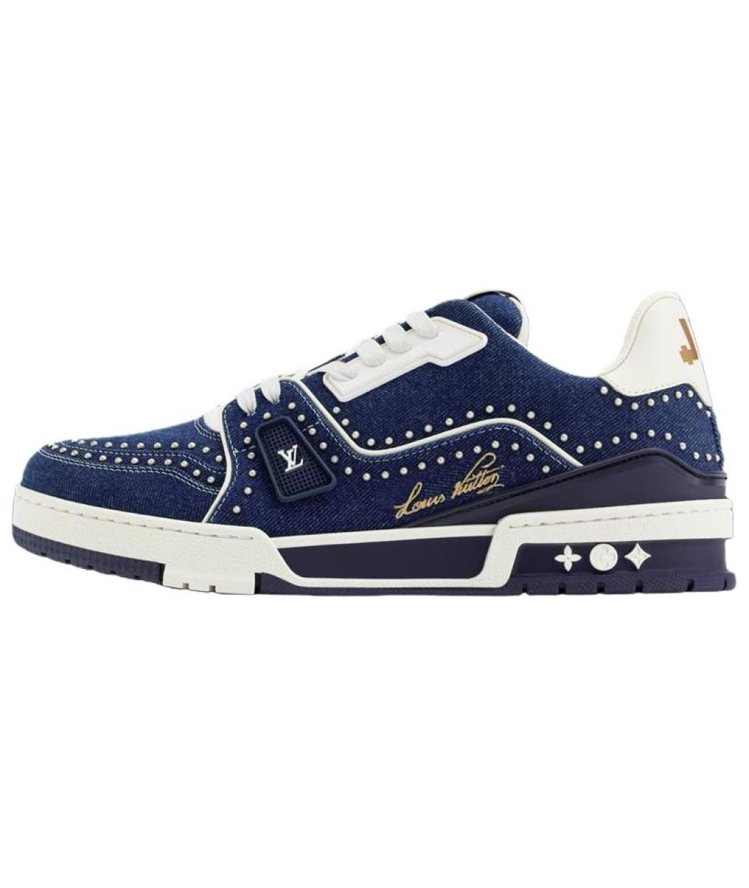 LOUIS VUITTON Синие текстильные низкие кроссовки / кеды, фото 2