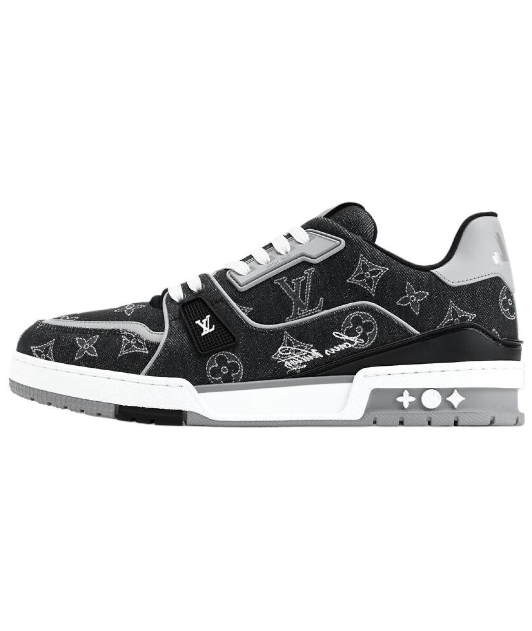LOUIS VUITTON Антрацитовые текстильные низкие кроссовки / кеды, фото 2