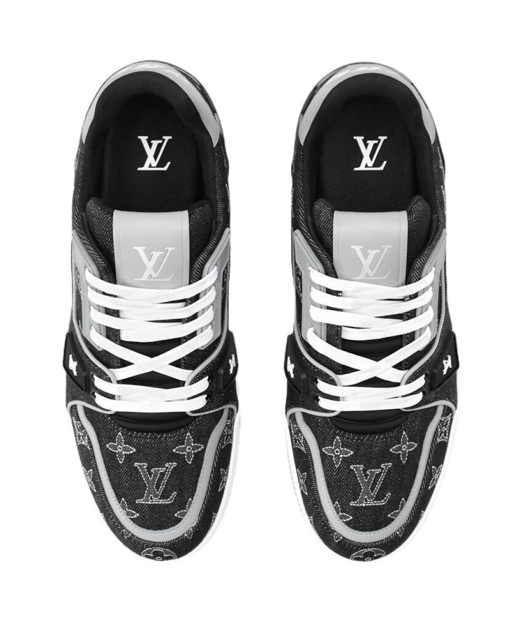 LOUIS VUITTON Антрацитовые текстильные низкие кроссовки / кеды, фото 4