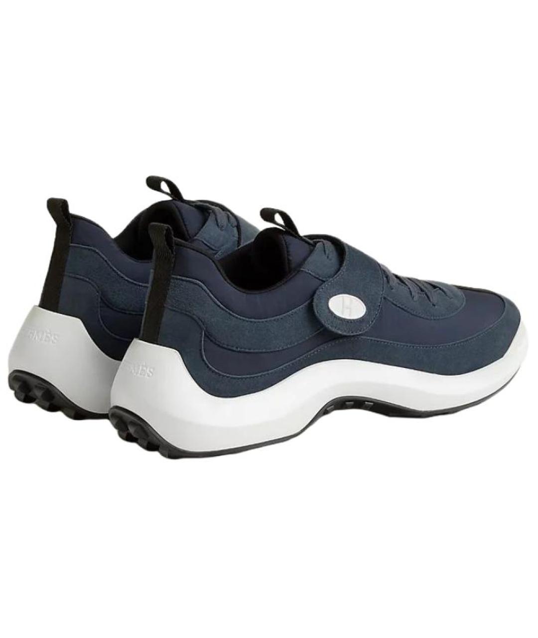 HERMES Синие текстильные низкие кроссовки / кеды, фото 3