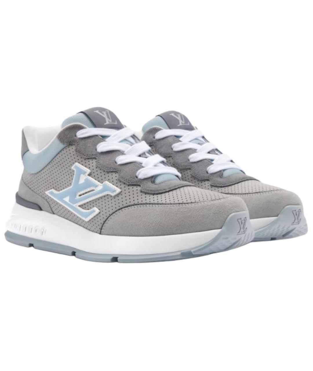 LOUIS VUITTON Серые кожаные низкие кроссовки / кеды, фото 3
