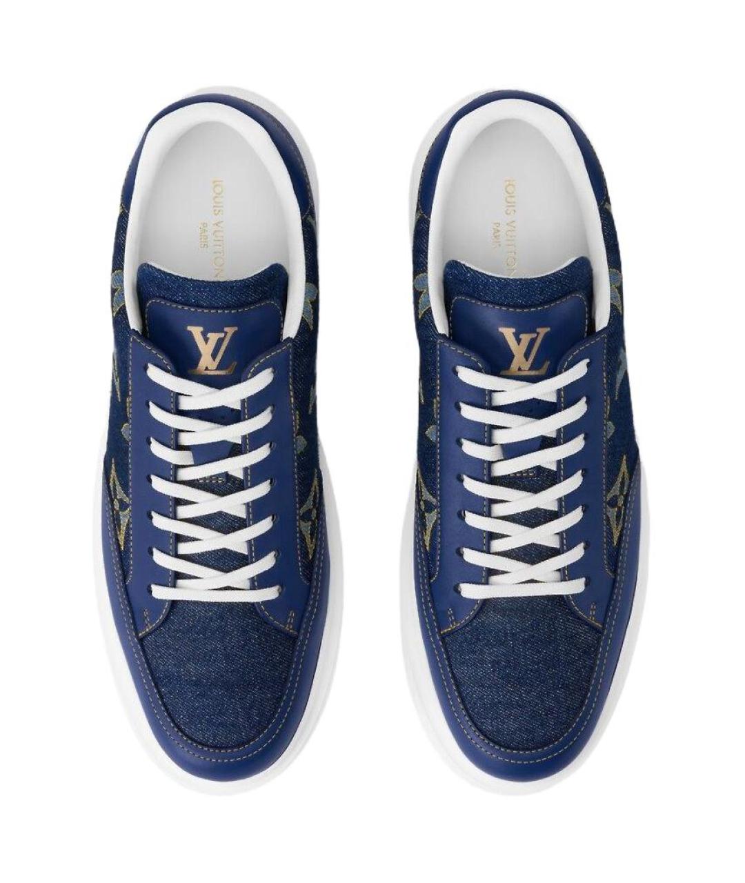 LOUIS VUITTON Синие текстильные низкие кроссовки / кеды, фото 4