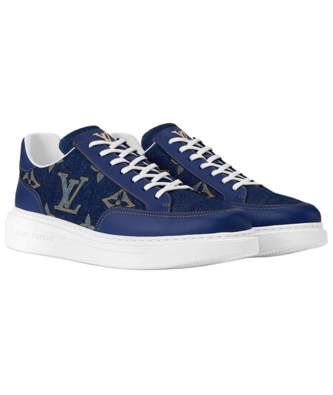LOUIS VUITTON Синие текстильные низкие кроссовки / кеды, фото 3
