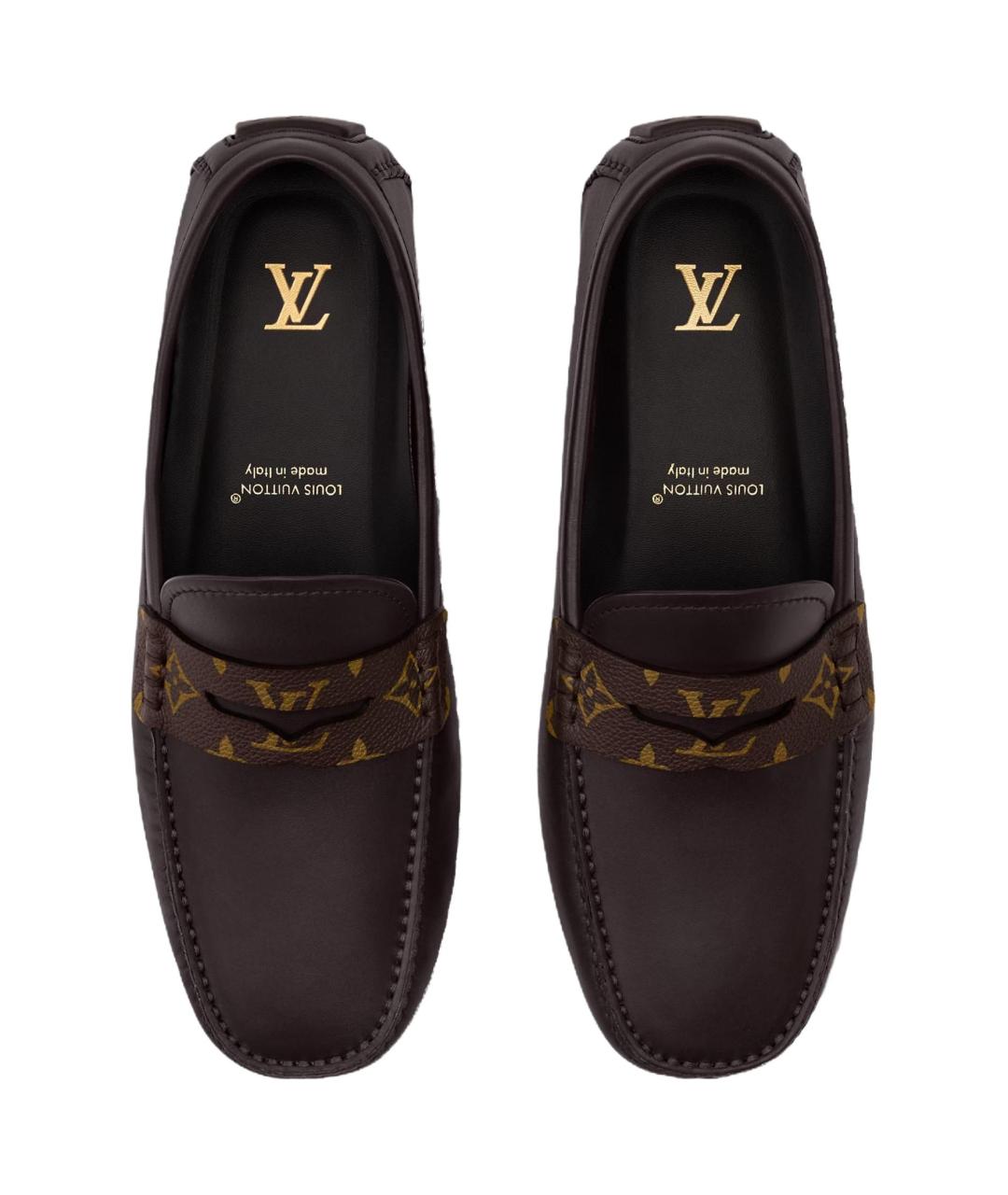LOUIS VUITTON Коричневые кожаные мокасины, фото 4