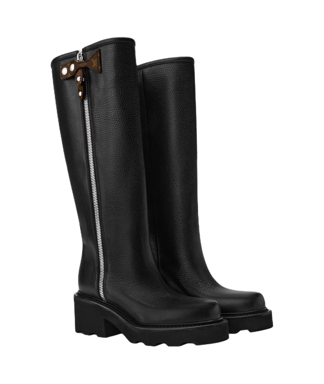 LOUIS VUITTON Черные кожаные сапоги, фото 3