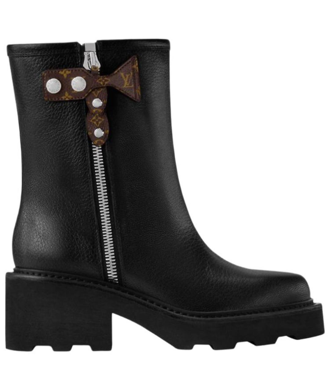 LOUIS VUITTON Черные кожаные сапоги, фото 2