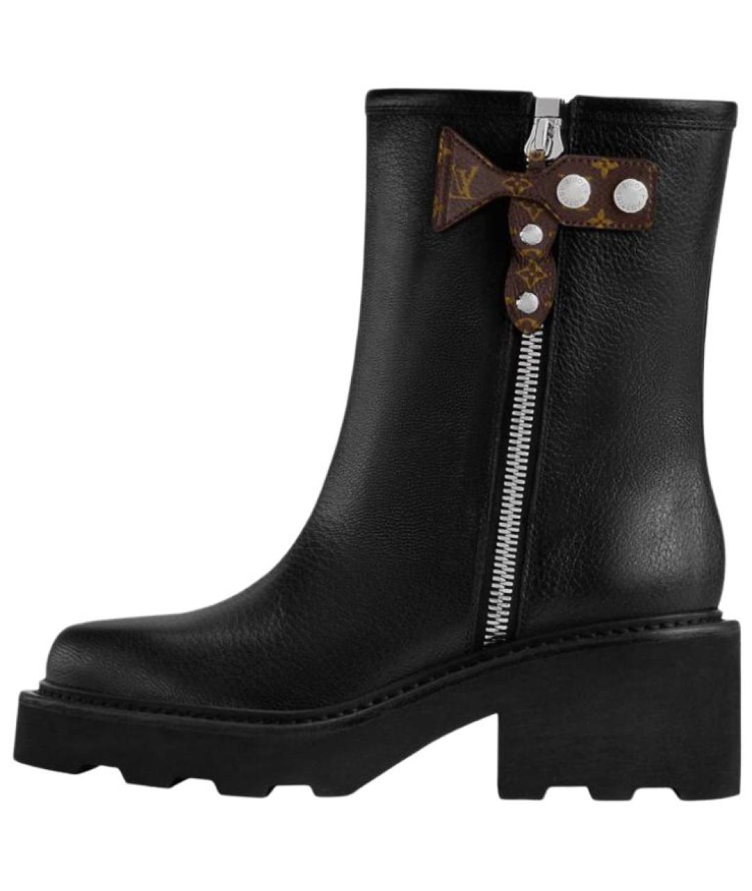 LOUIS VUITTON Черные кожаные сапоги, фото 5