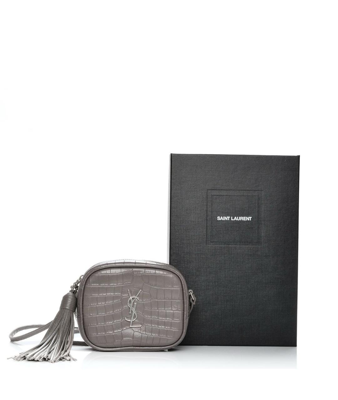 SAINT LAURENT Серая кожаная сумка через плечо, фото 3