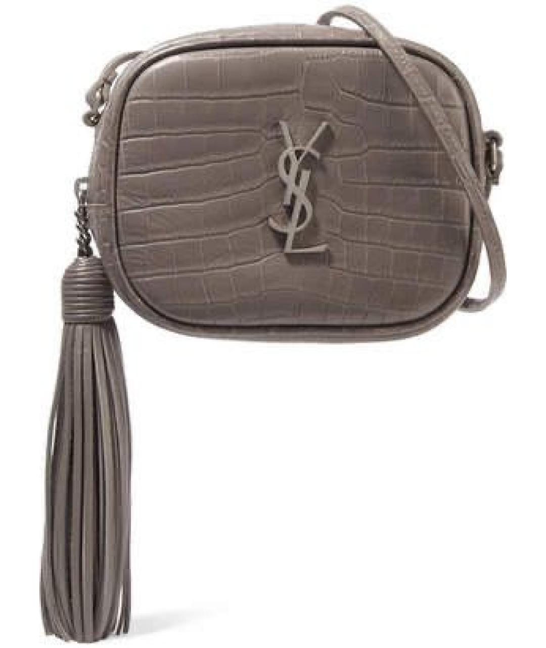SAINT LAURENT Серая кожаная сумка через плечо, фото 2