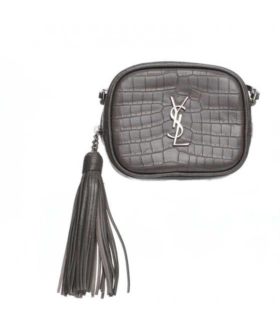 SAINT LAURENT Серая кожаная сумка через плечо, фото 4