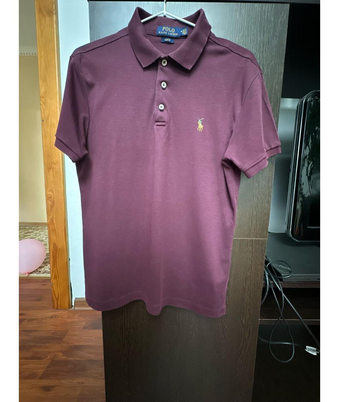 POLO RALPH LAUREN Бордовое хлопковое поло с коротким рукавом, фото 5