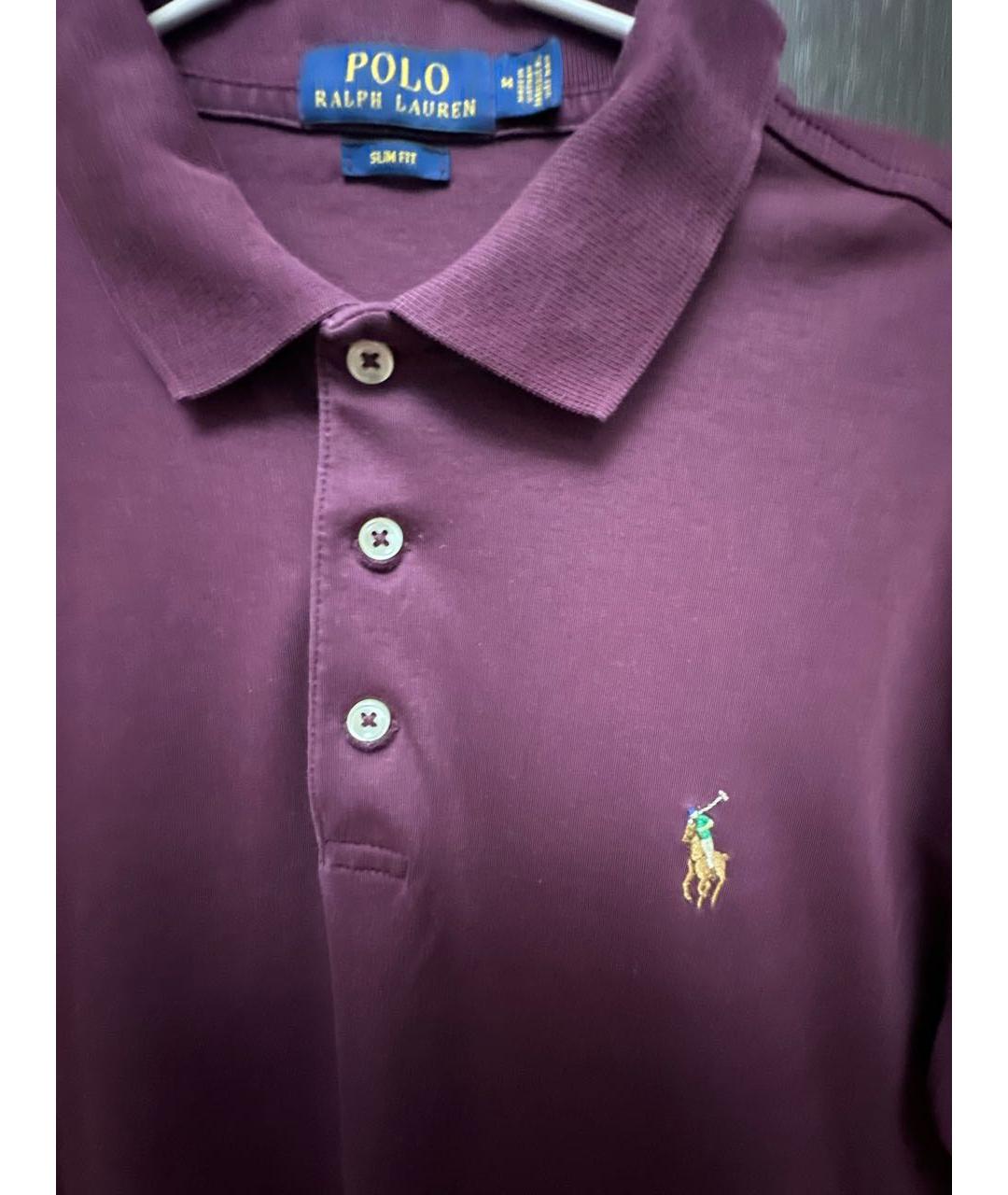 POLO RALPH LAUREN Бордовое хлопковое поло с коротким рукавом, фото 4