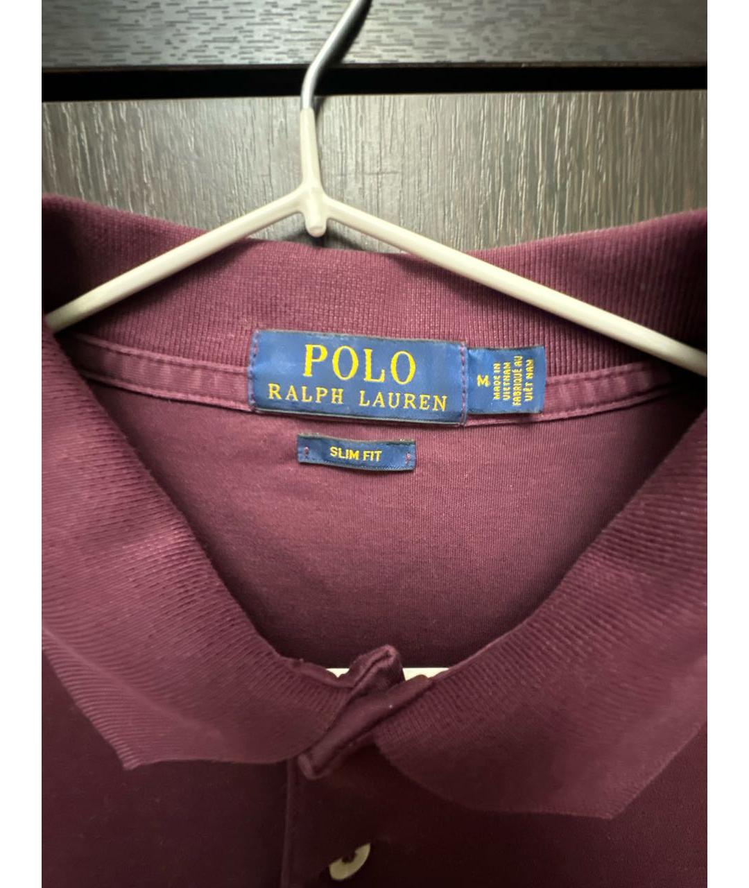 POLO RALPH LAUREN Бордовое хлопковое поло с коротким рукавом, фото 3