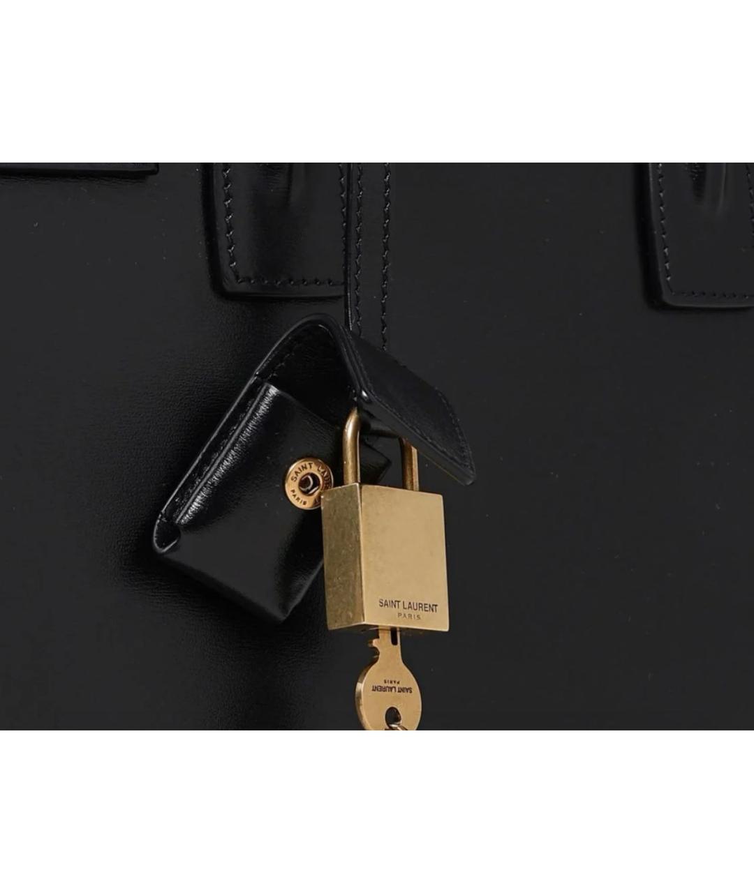 SAINT LAURENT Черная кожаная сумка тоут, фото 2