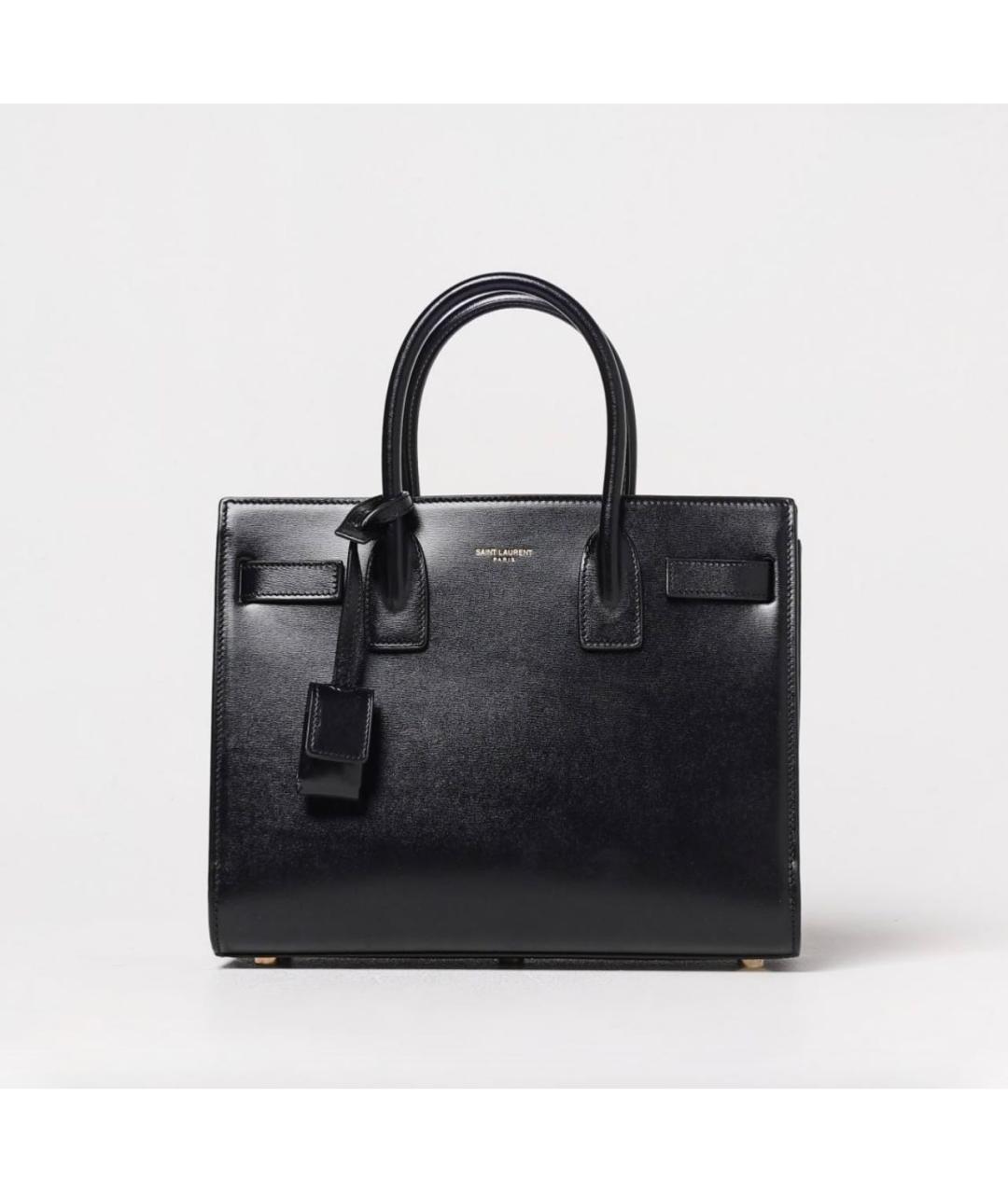 SAINT LAURENT Черная кожаная сумка тоут, фото 1