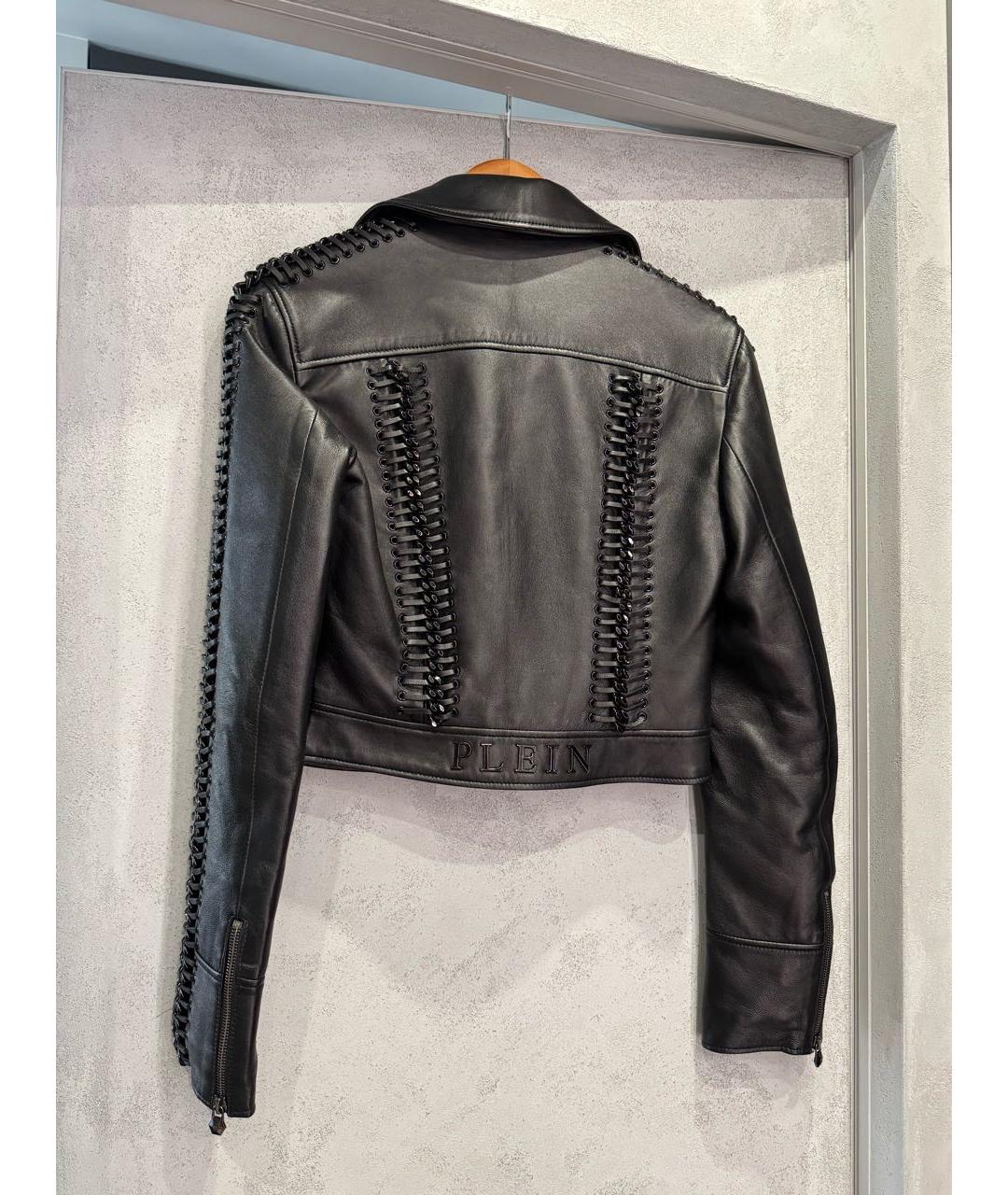 PHILIPP PLEIN Черная кожаная куртка, фото 2