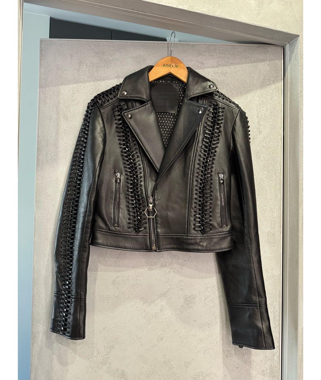 PHILIPP PLEIN Черная кожаная куртка, фото 7