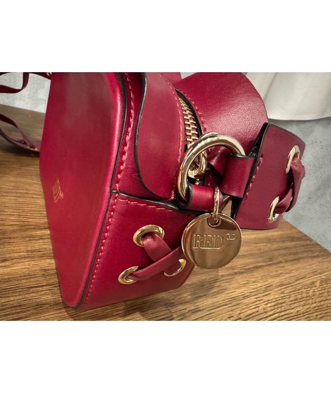 RED VALENTINO Бордовая кожаная сумка через плечо, фото 4