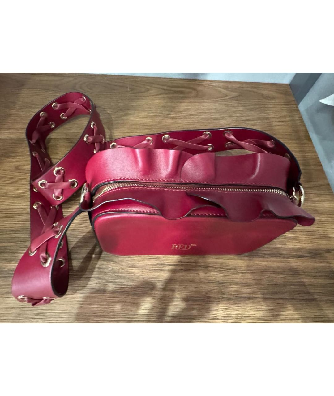 RED VALENTINO Бордовая кожаная сумка через плечо, фото 2
