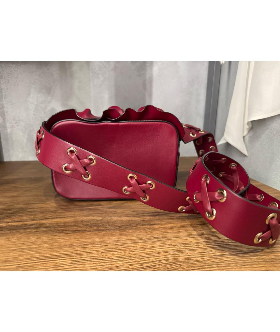 RED VALENTINO Бордовая кожаная сумка через плечо, фото 5