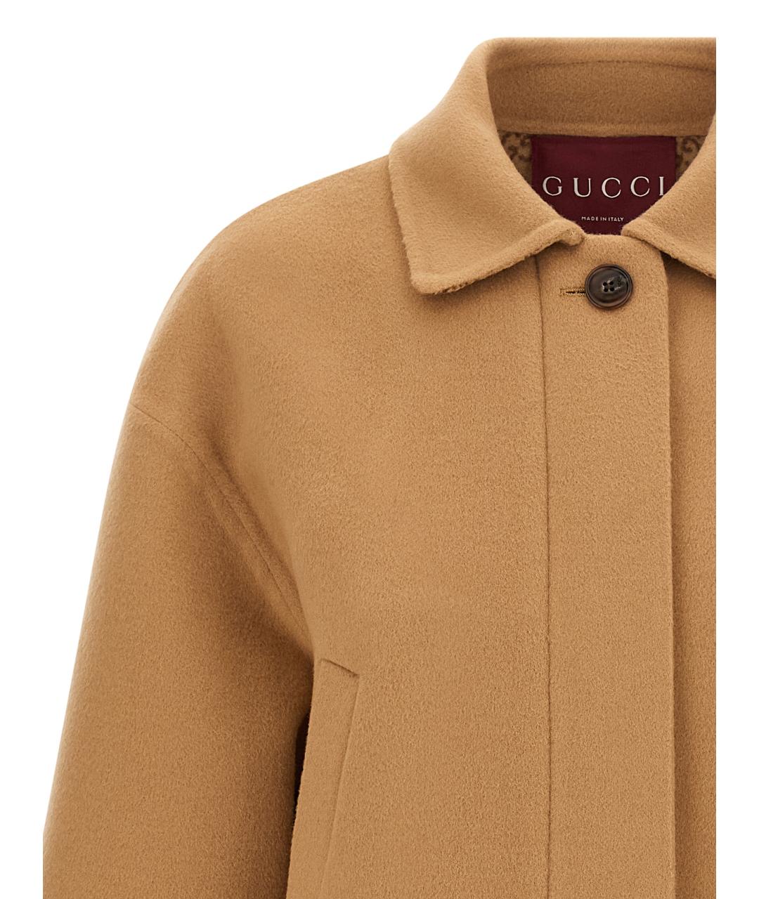 GUCCI Бежевое шерстяное пальто, фото 3