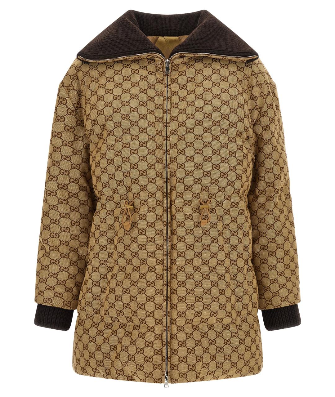 GUCCI Бежевый хлопковый пуховик, фото 1