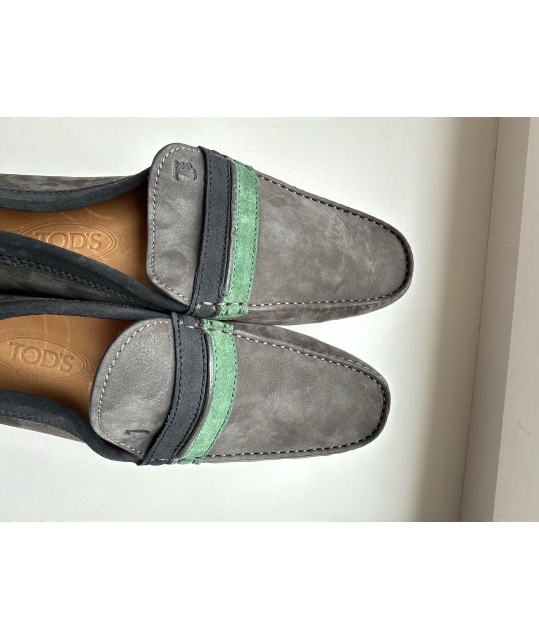TOD'S Серые нубуковые мокасины, фото 7