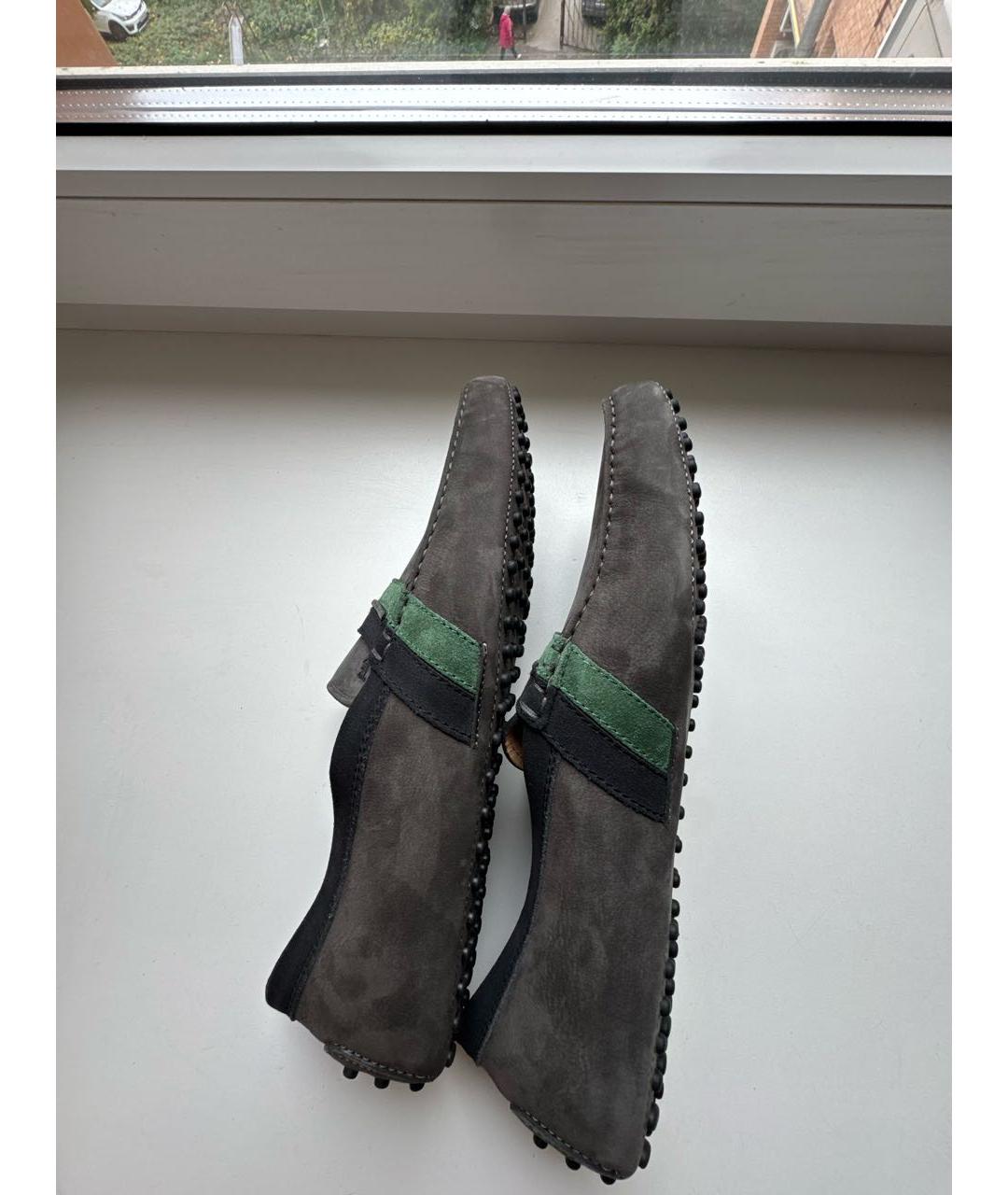 TOD'S Серые нубуковые мокасины, фото 5