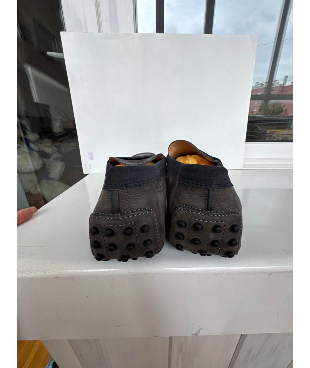 TOD'S Серые нубуковые мокасины, фото 3