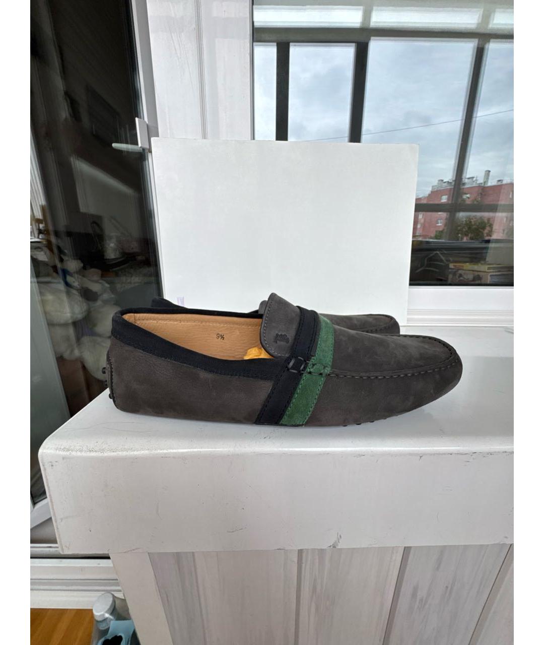 TOD'S Серые нубуковые мокасины, фото 8
