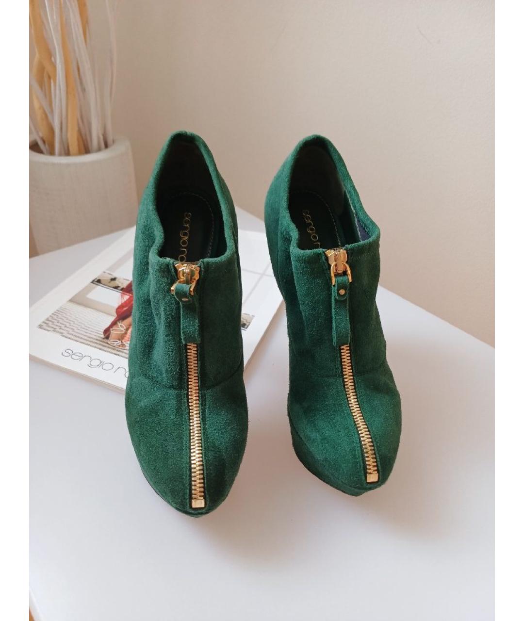 SERGIO ROSSI Зеленые замшевые ботильоны, фото 6