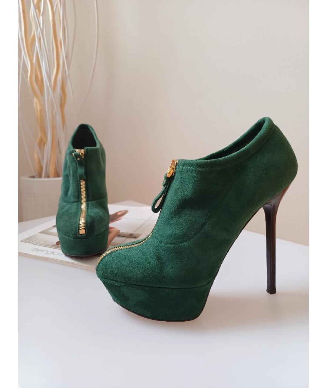 SERGIO ROSSI Зеленые замшевые ботильоны, фото 3