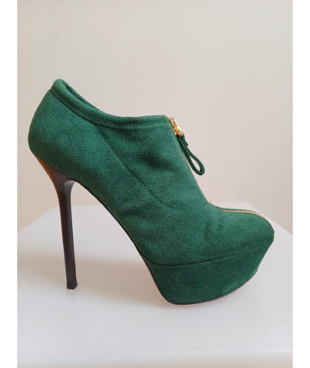 SERGIO ROSSI Зеленые замшевые ботильоны, фото 9