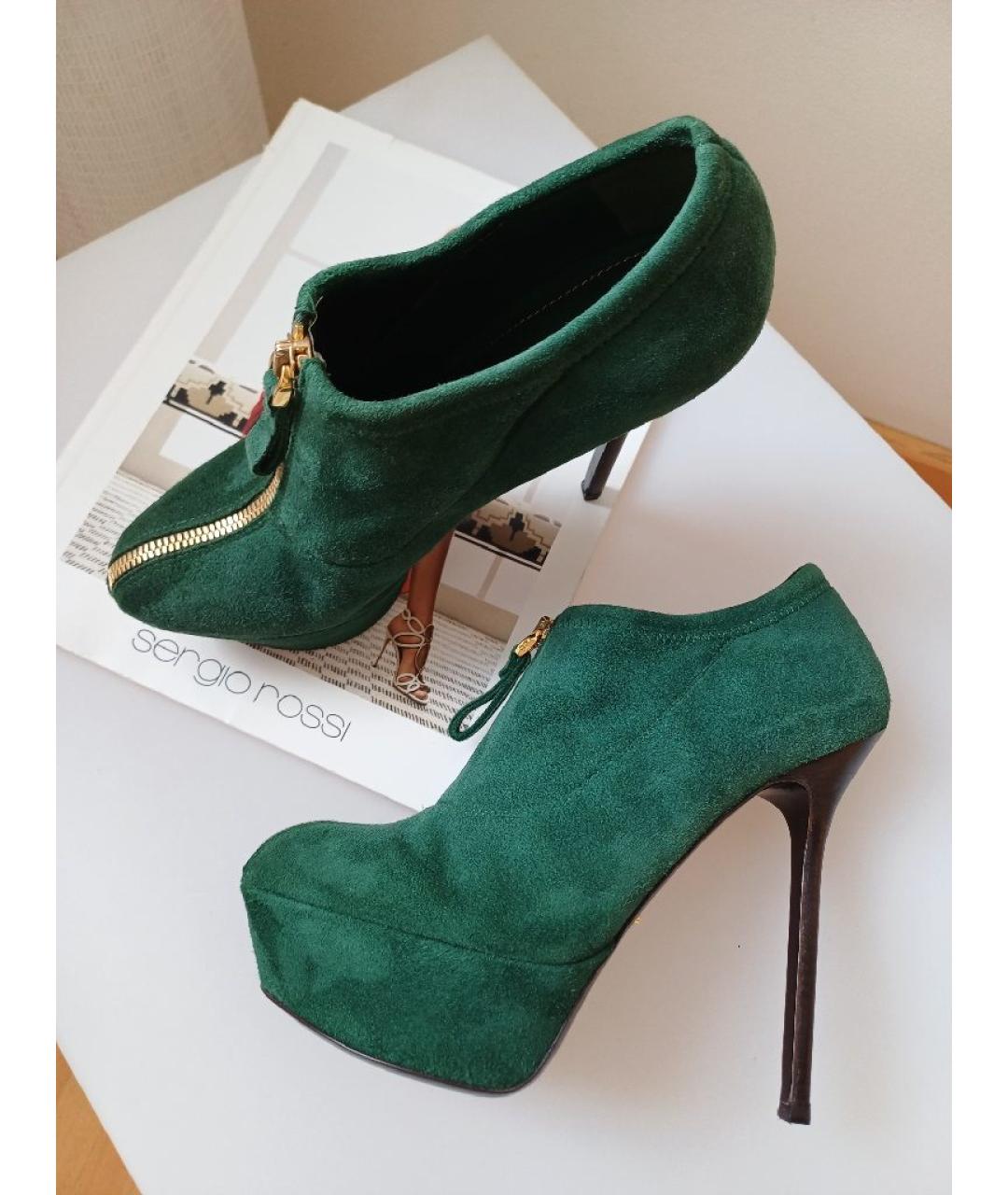 SERGIO ROSSI Зеленые замшевые ботильоны, фото 5
