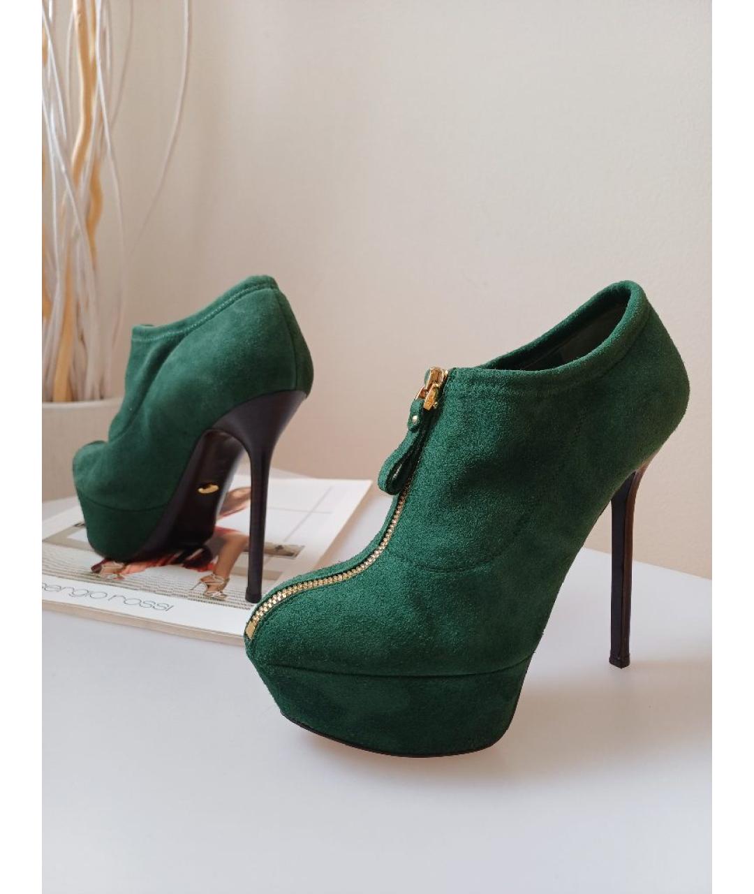 SERGIO ROSSI Зеленые замшевые ботильоны, фото 4