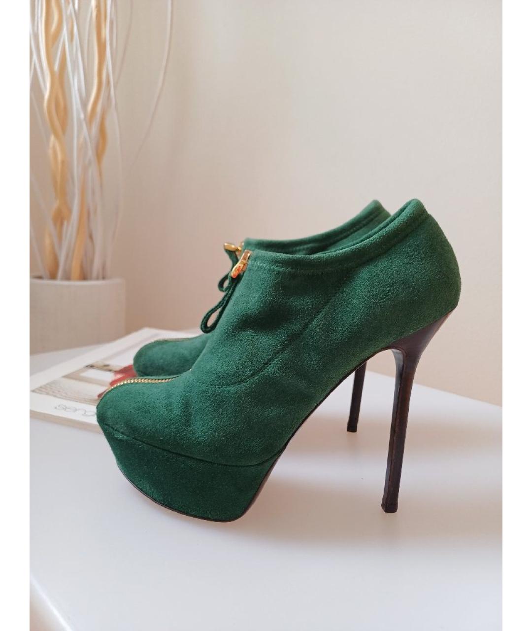 SERGIO ROSSI Зеленые замшевые ботильоны, фото 2