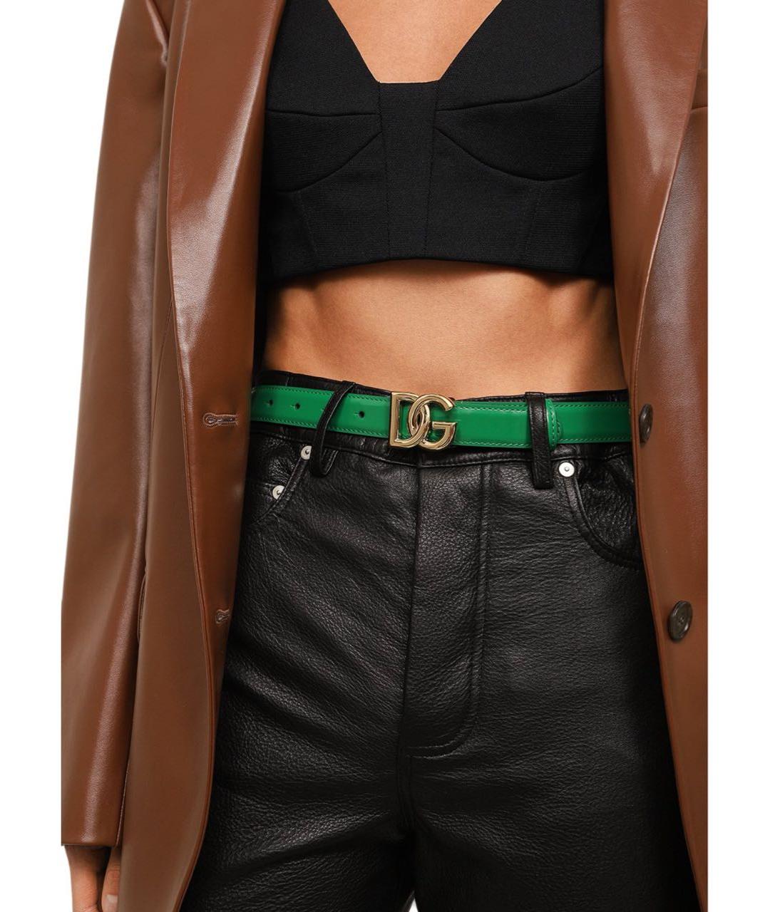 DOLCE&GABBANA Зеленый кожаный ремень, фото 2