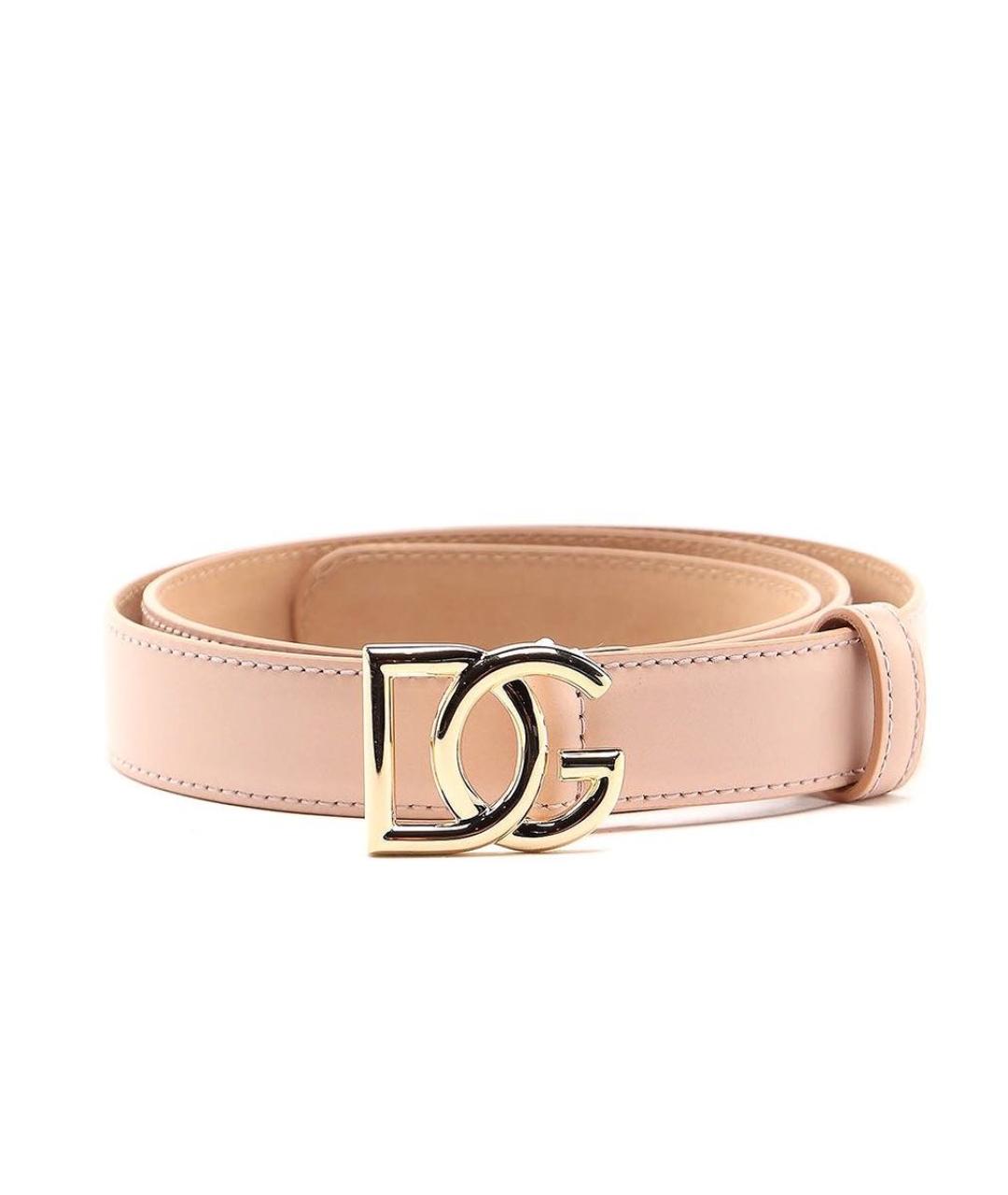 DOLCE&GABBANA Бежевый кожаный ремень, фото 3