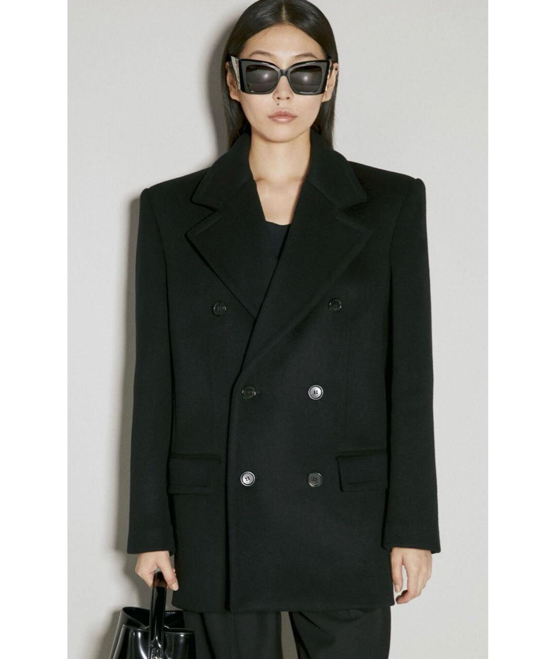 SAINT LAURENT Черное пальто, фото 3