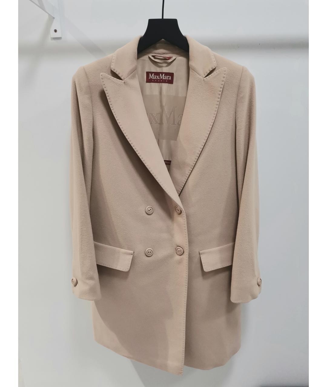 MAX MARA STUDIO Бежевое шерстяное пальто, фото 9