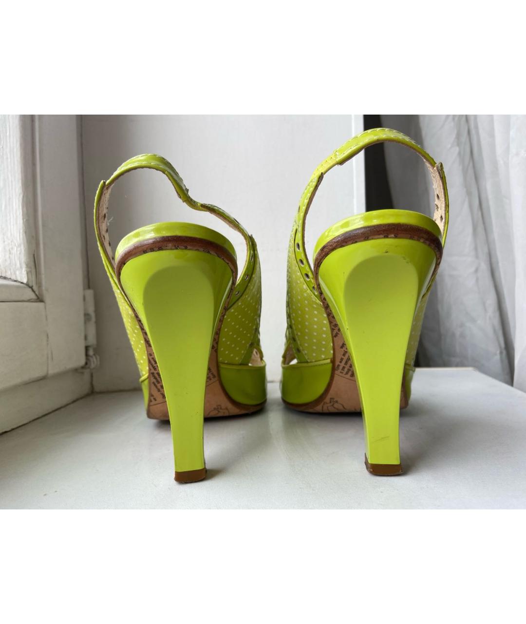 JEAN PAUL GAULTIER Салатовые кожаные босоножки, фото 4