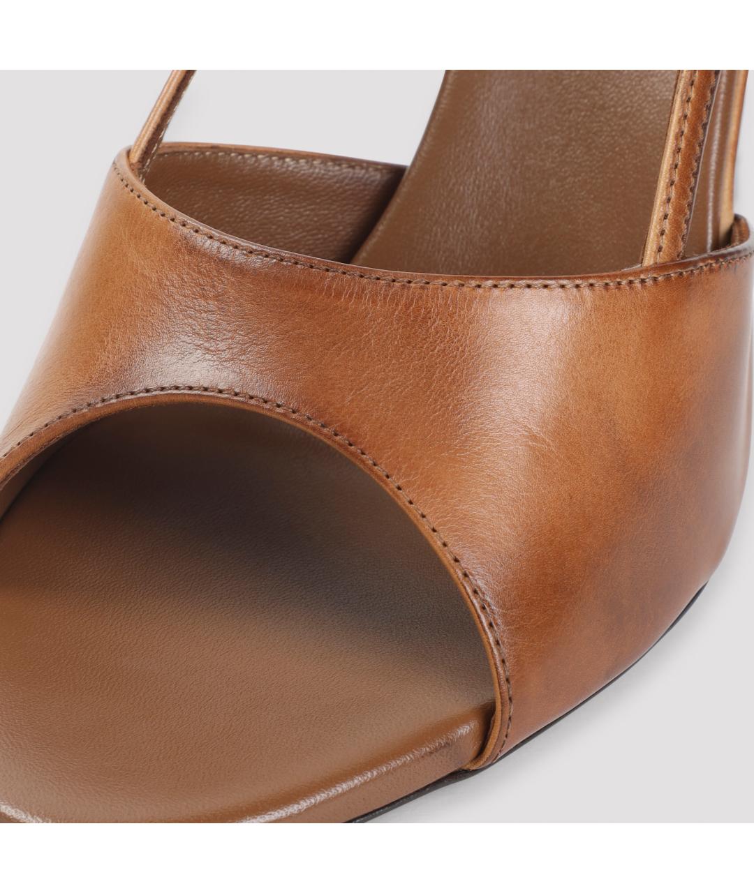 MIU MIU Коричневые кожаные босоножки, фото 7