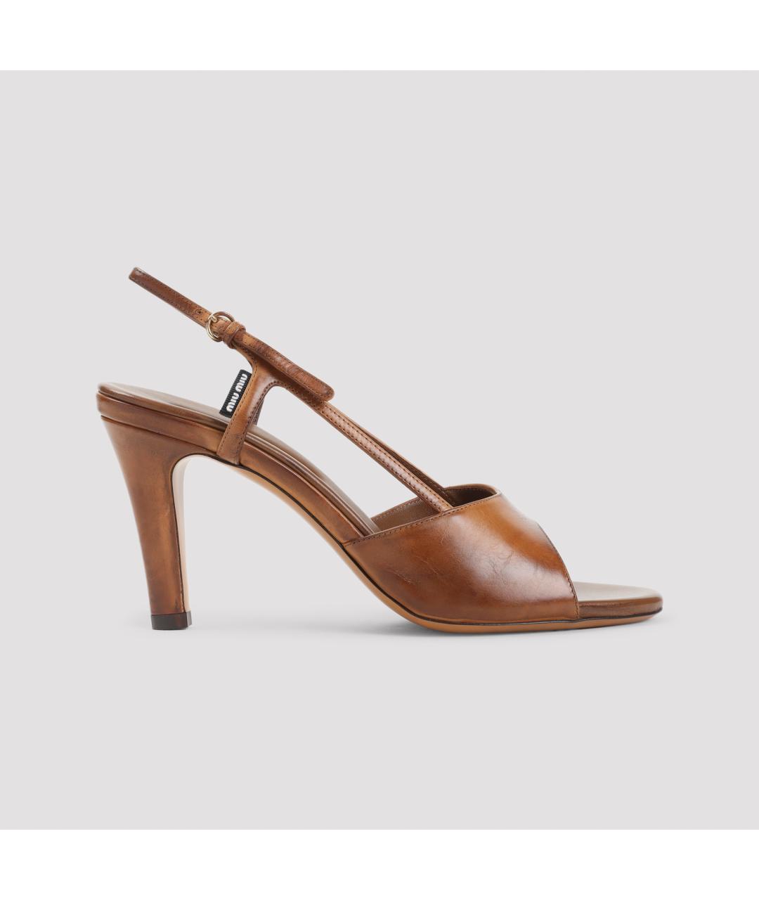 MIU MIU Коричневые кожаные босоножки, фото 3