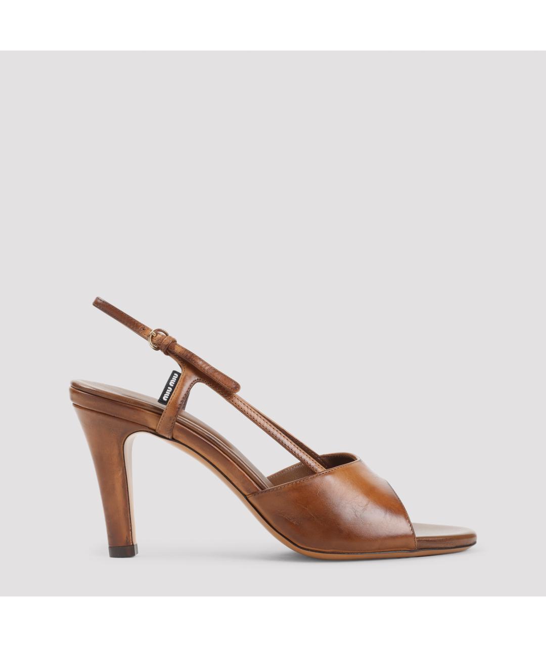 MIU MIU Коричневые кожаные босоножки, фото 2